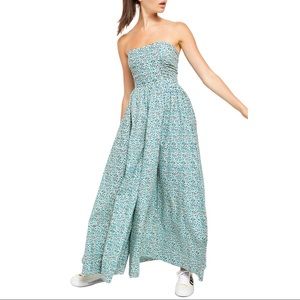 Free People Strapless Floral Jumpsuit
